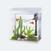 001 Betta Fish Tank, 2 Gallon Glass Aquarium, 3 in 1 Fish Tank with Filter and Light, Desktop Small Fish Tank for Betta Fish, Shrimp, Goldfish (Black)